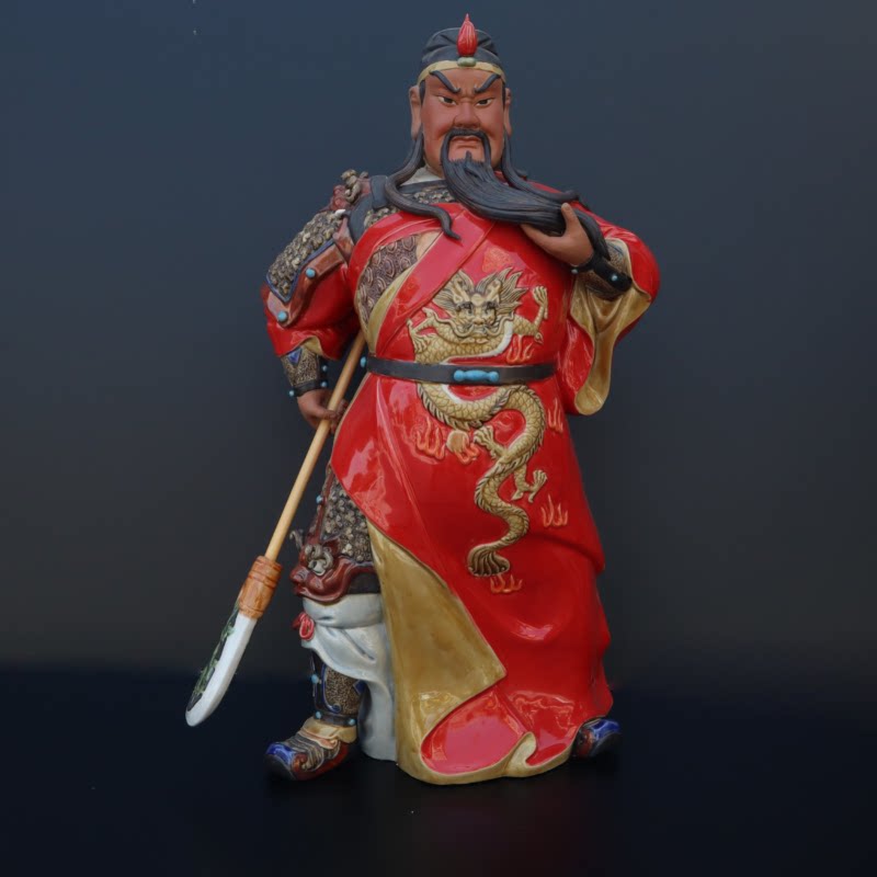 广东佛山石湾陶瓷公仔手工艺品人物雕像关公关帝关羽武财神关二爷