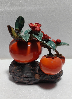 石湾公仔手工陶瓷柿子家居客厅书房摆件生日庆典三生三世三代同堂