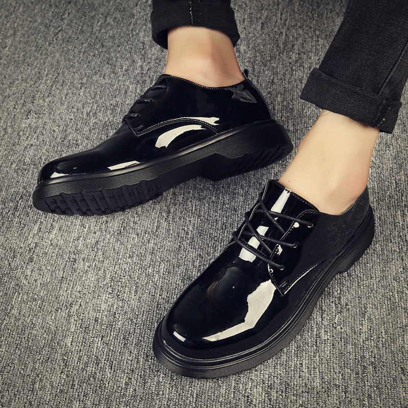 春季正装工作皮鞋亮面马丁靴夜店潮鞋韩版商务休闲小码37工作男鞋
