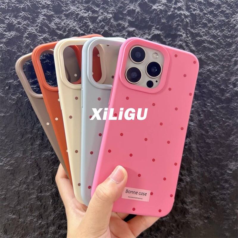 小清新简约糖果色波点壳适用iPhone17promax苹果15手机壳14promax新款磨砂13全包软壳16pro防摔保护套17情侣