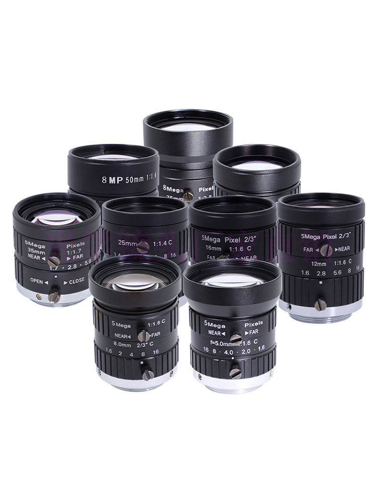 머신 비전 산업용 렌즈 500만 화소 카메라 5 8 12 16 25 35 50MM 고정 초점 렌즈 C-마운트