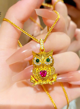 金店同款沙古法点钻猫头鹰