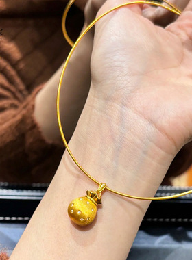 韦雪同款沙金拉丝点钻小福