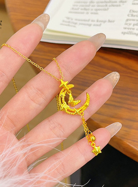 金店同款沙星月蝴蝶流苏吊