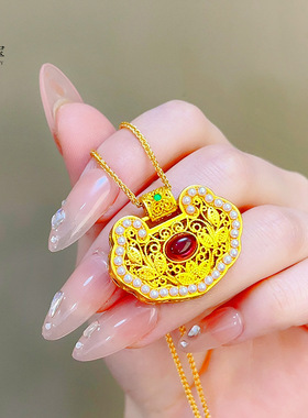 古法沙金999宫廷风珐琅花