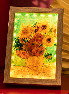 财神爷金沙灯光画创意摆件