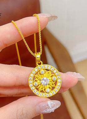 金店同款沙满钻太阳图腾吊