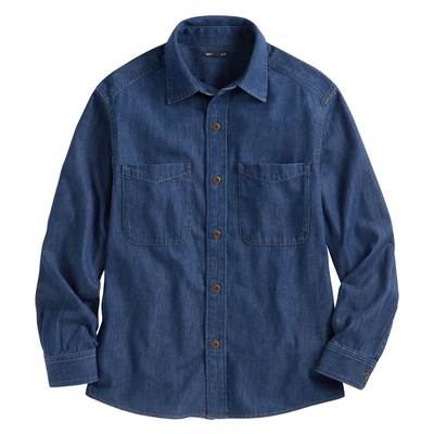 lativ 诚衣 牛仔宽版长袖衬衫-男