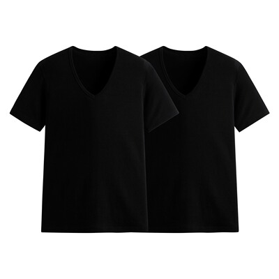 lativ 诚衣 无侧缝V领T恤(2入)-男