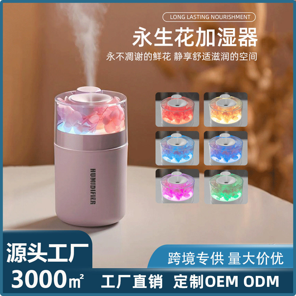 跨境永生花加湿器 车载usb迷加湿器