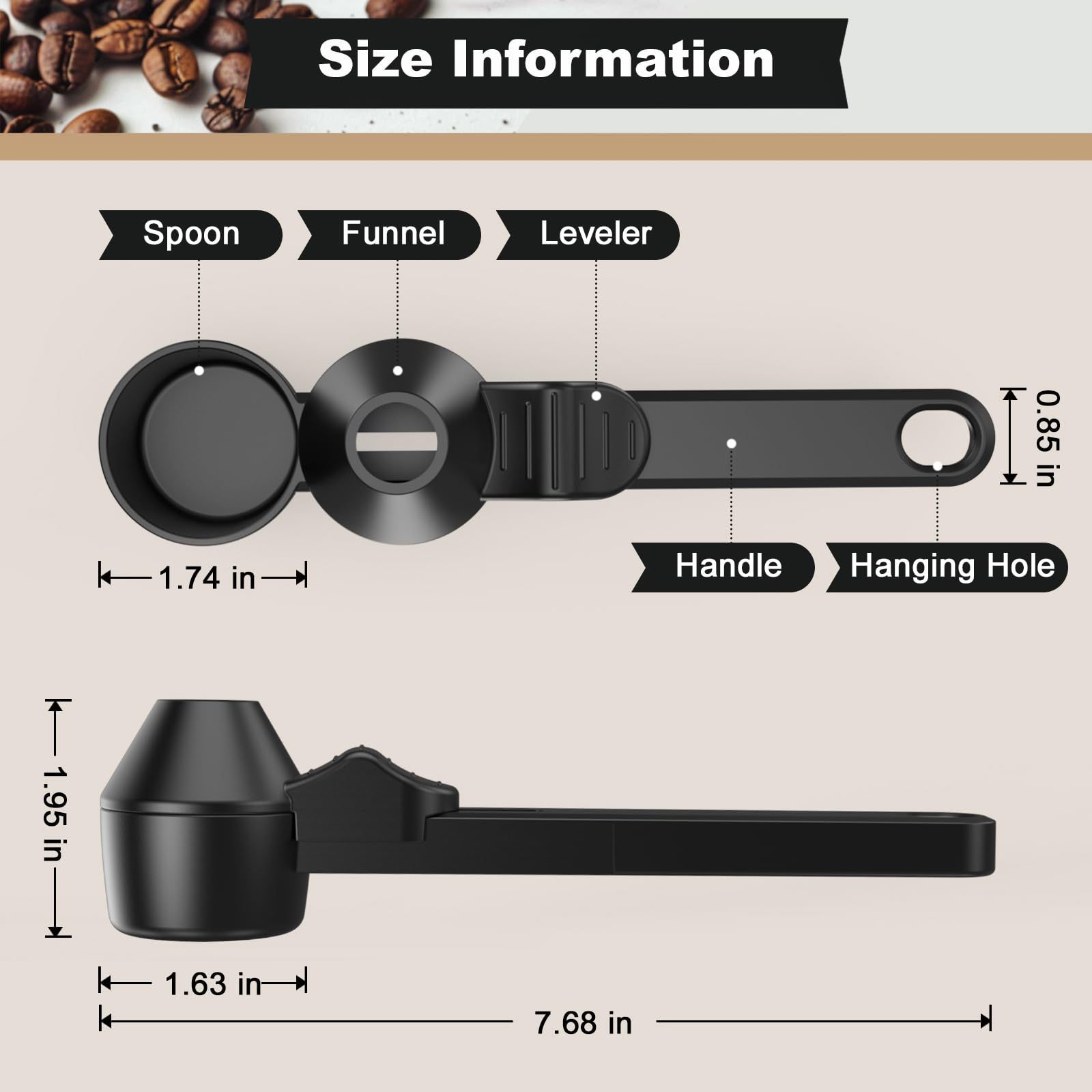 亚马逊新品 Coffee Measuring Spoon 咖啡量勺带漏斗蛋白粉滑动