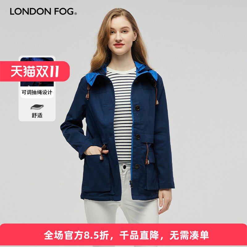 LONDONFOG中长款可脱帽外套女