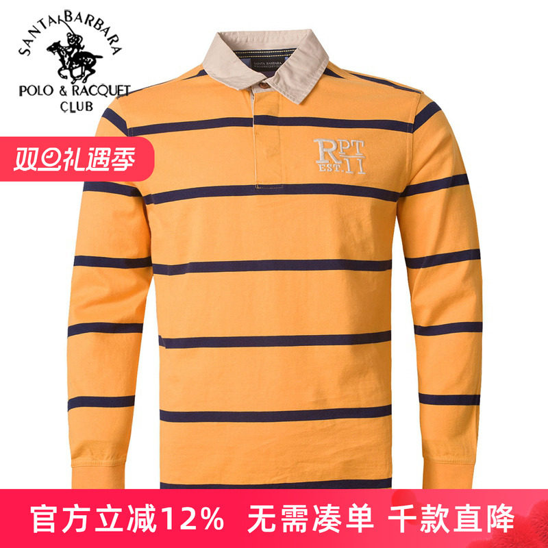 圣大保罗男士长袖t恤春季中青年翻领体恤棉制打底衫POLO男上衣服