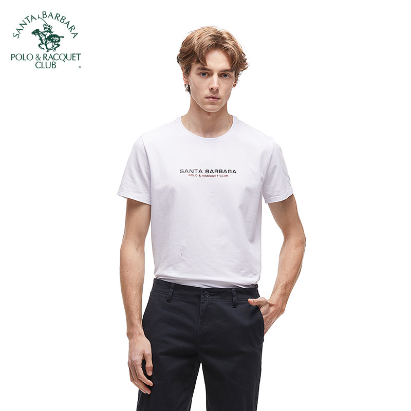 圣大保罗男装短袖圆领T恤休闲简约男士夏季修身体恤上衣微弹透气