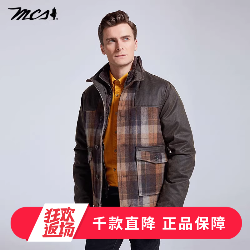 MCS万宝路男装夹克立领保暖棉衣
