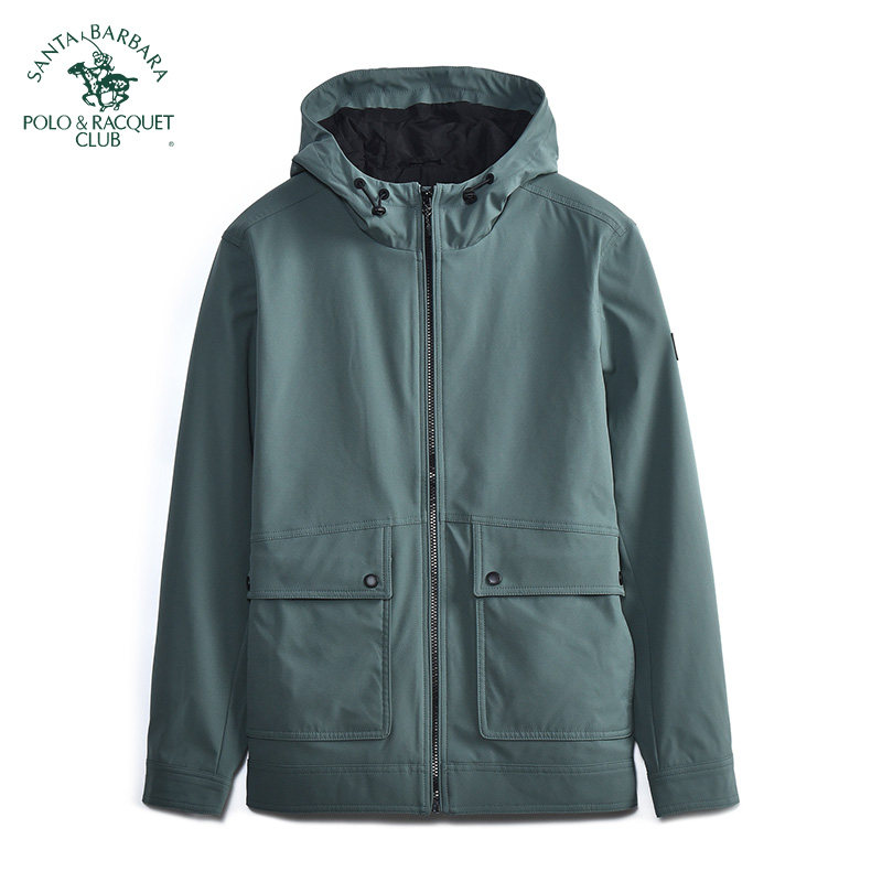圣大保罗男装秋冬款连帽休闲男士夹克中年爸爸装外套大码百搭上衣