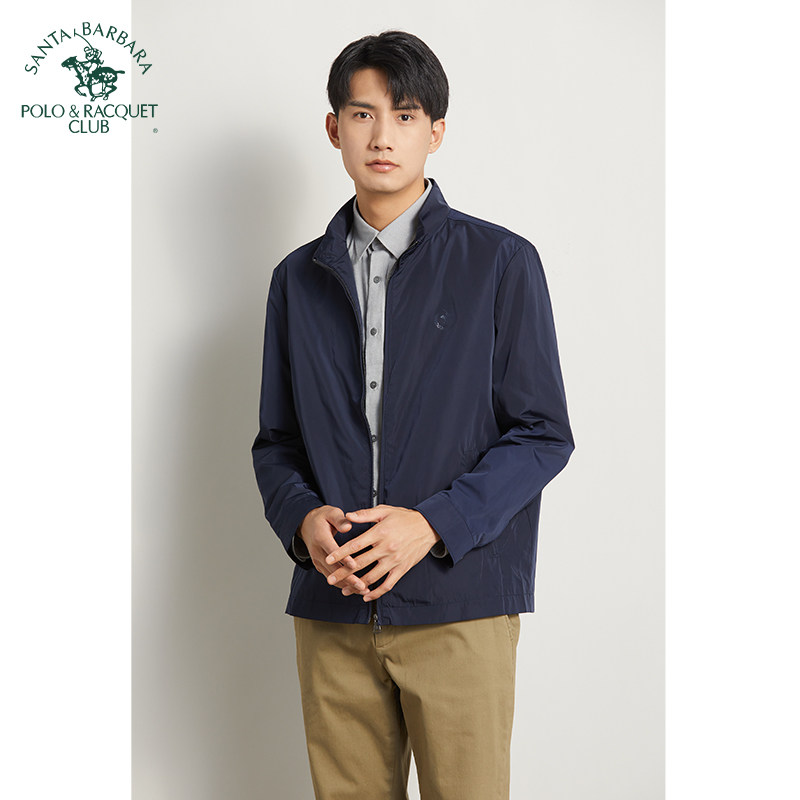 圣大保罗男装合身版休闲运动春秋薄款男士耐磨立领夹克休闲外套男