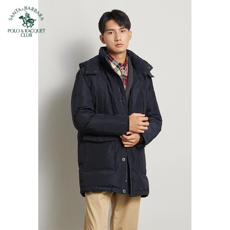 圣大保罗男装冬季保暖男士外套加厚羽绒服中长款灰鸭绒大码休闲装