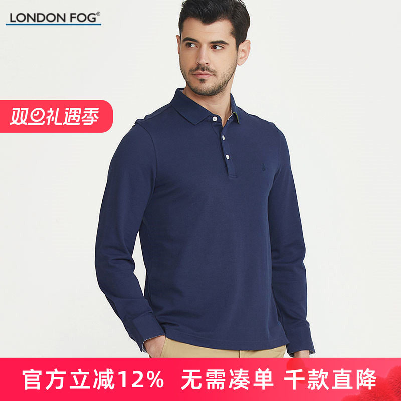 LONDON FOG/伦敦雾男装春夏新款商务休闲全棉POLO衫长袖T恤男上衣