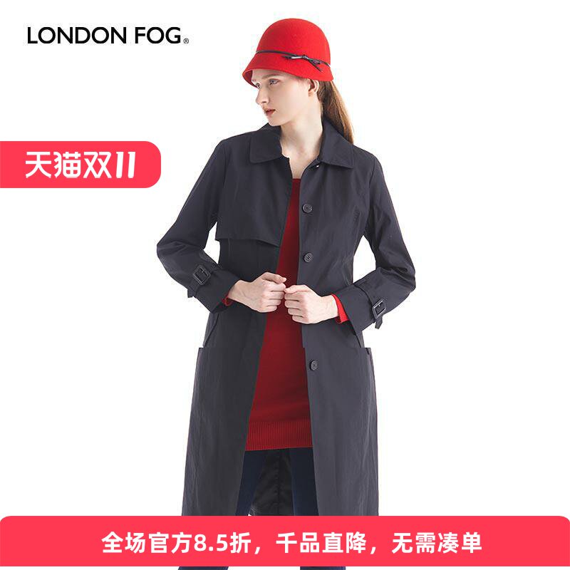 伦敦雾女士秋冬纯棉休闲单排风衣