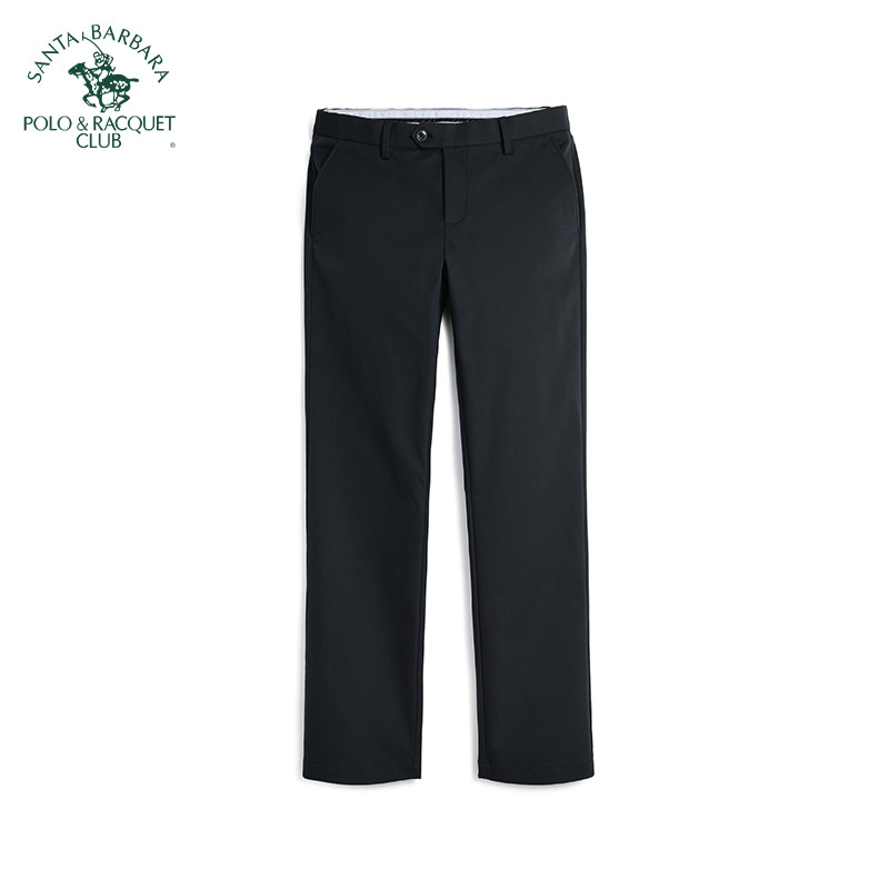 圣大保罗男裤黑色秋冬款合身版中腰休闲裤男士上班商务中年长裤子