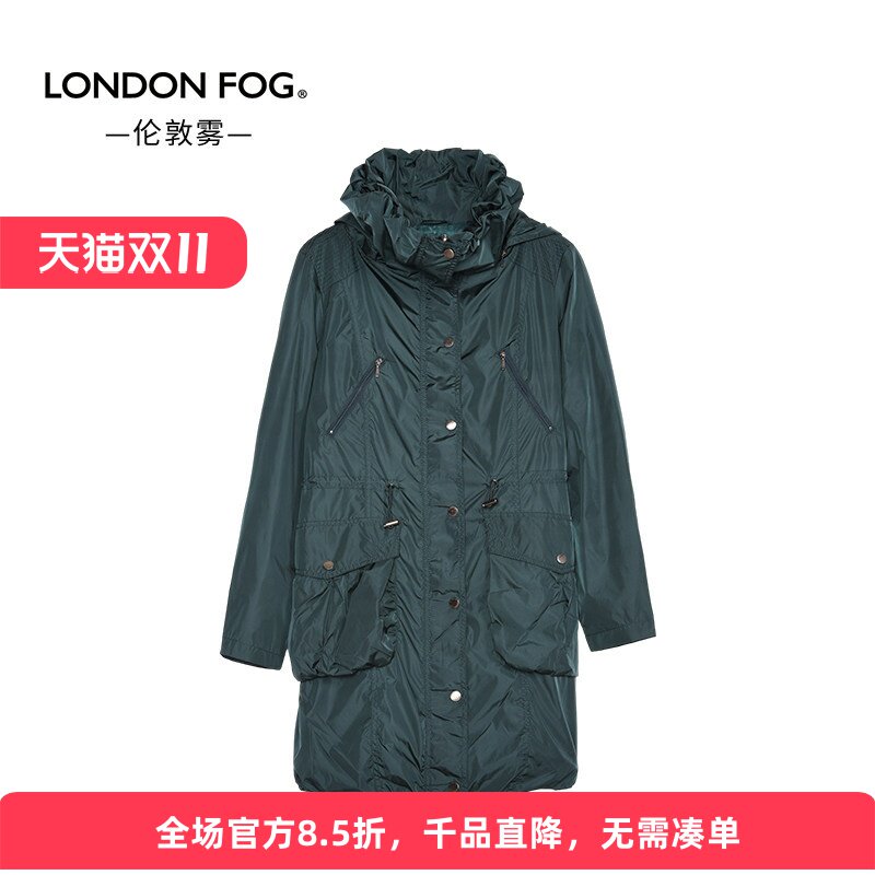伦敦雾女士中长连帽英伦风衣