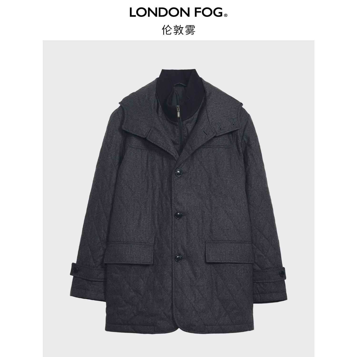 LONDONFOG冬季中长款棉衣男