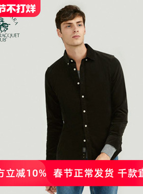 圣大保罗男装秋冬新款商务休闲修身版灯芯绒长袖衬衫 PW19WH006M