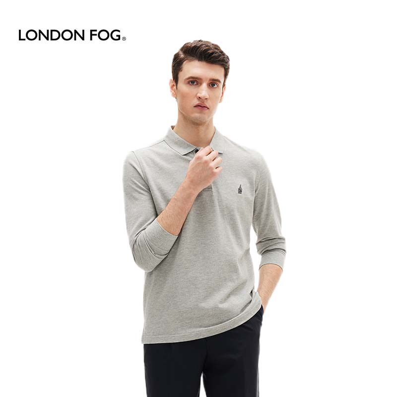 LONDON FOG/伦敦雾男士长袖T恤春夏薄款休闲百搭翻领纯棉POLO衫男