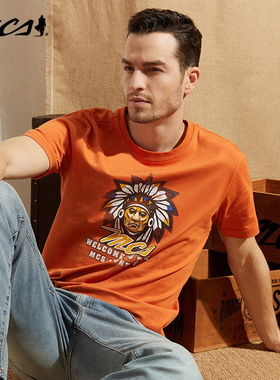 MCS万宝路男装大码短袖t恤夏季男生体恤纯棉男士半袖衣服2024新款