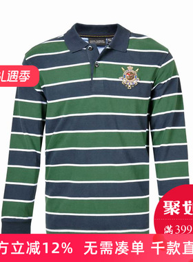 圣大保罗品质男装秋冬款棉制大码条纹翻领POLO长袖T恤衫PW13KT107