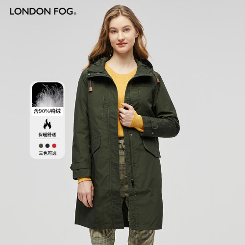 LONDONFOG中长可脱内胆羽绒风衣