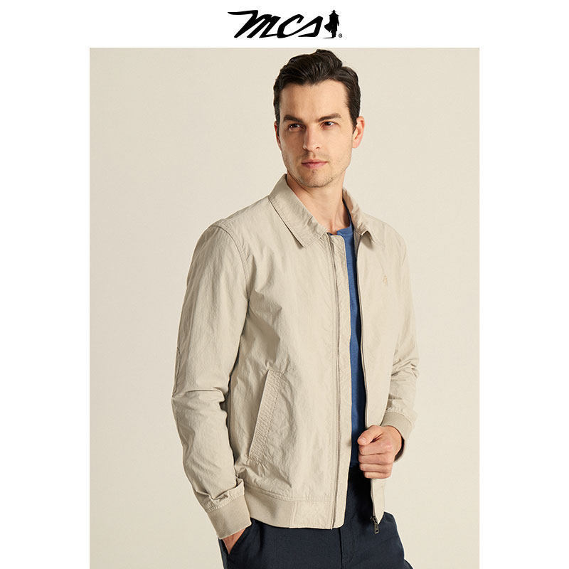 MCS万宝路男装翻领秋季薄款休闲中年男士夹克衫单外套CS19WJ009M