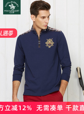 圣大保罗专柜品质秋冬新款厚款立领POLO大码休闲长袖T恤PW14KJ101