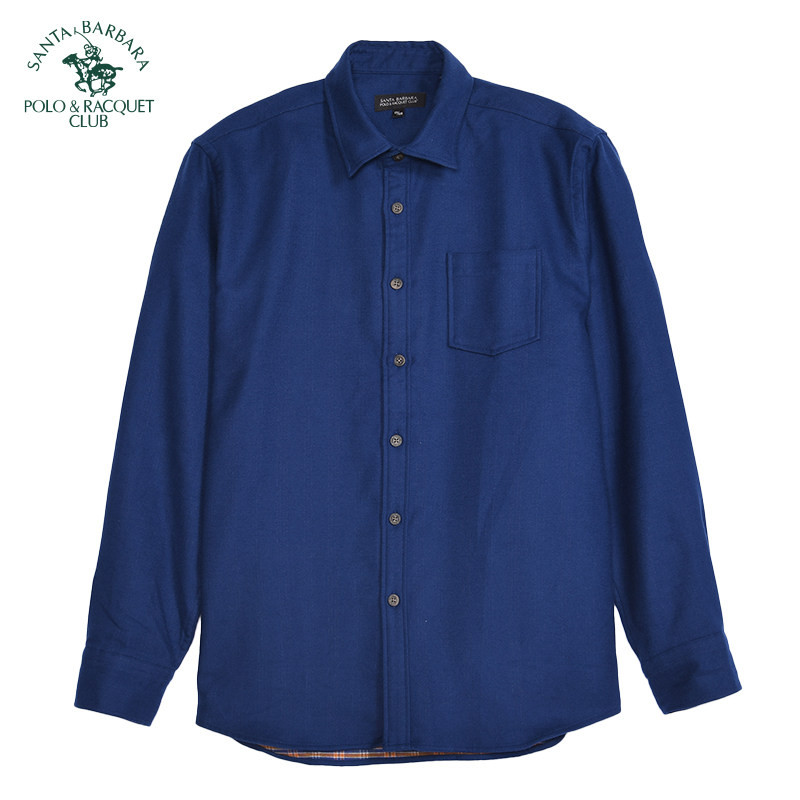 圣大保罗男装秋冬款厚款宽松翻领商务休闲纯棉长袖衬衫磨毛衬衣男