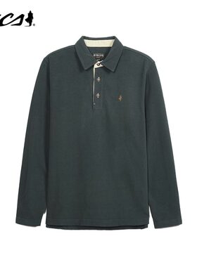 MCS万宝路男装秋冬款基本款翻领polo衫大码净色纯棉男士长袖t恤衫