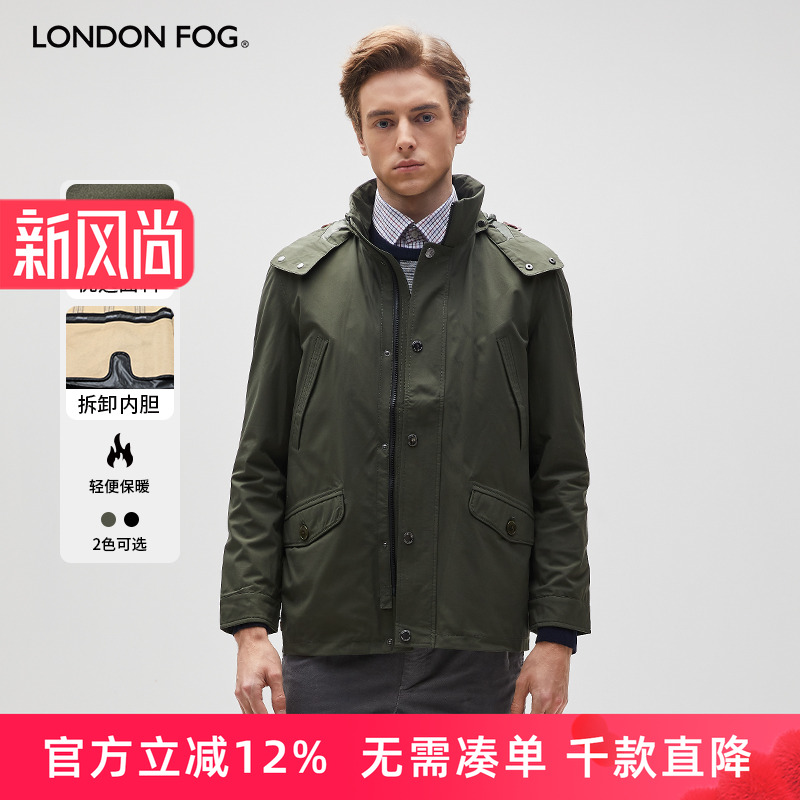 LONDONFOG冬季男连帽夹克防风服
