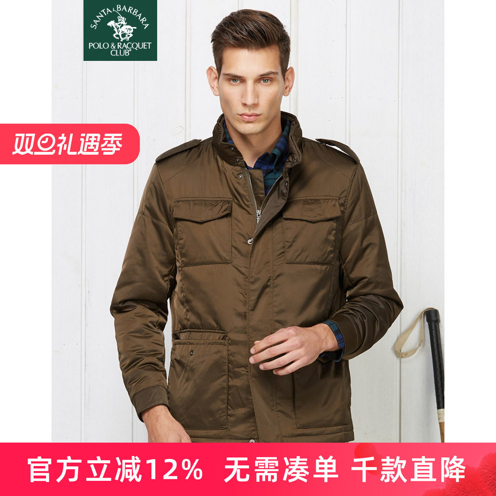 圣大保罗专柜品质男装秋冬款棉衣立领肩章款棉服外套PW11WJ203