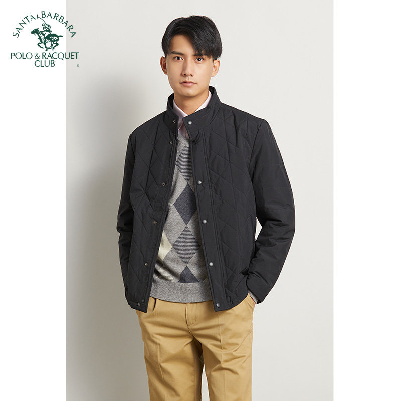 圣大保罗男装修身版秋冬新款商务休闲纯色立领棉衣外套PW17WJ207