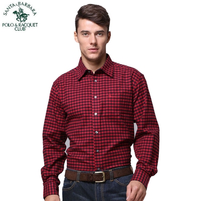 冬季法兰绒格子欧版长袖衬衣