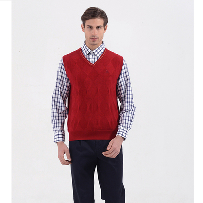 商务休闲大码V领羊毛背心针织衫