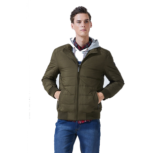 圣大保罗旗舰专营店商务羽绒服男短款冬立领外套大码中年款父亲装