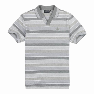 LONDON FOG/伦敦雾夏款男士商务休闲修身条纹短袖T恤LS12KT304