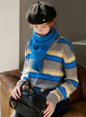 DIGBUTY'老友记莫妮卡'澳毛撞色条纹羊毛针织衫慵懒叠穿保暖毛衣