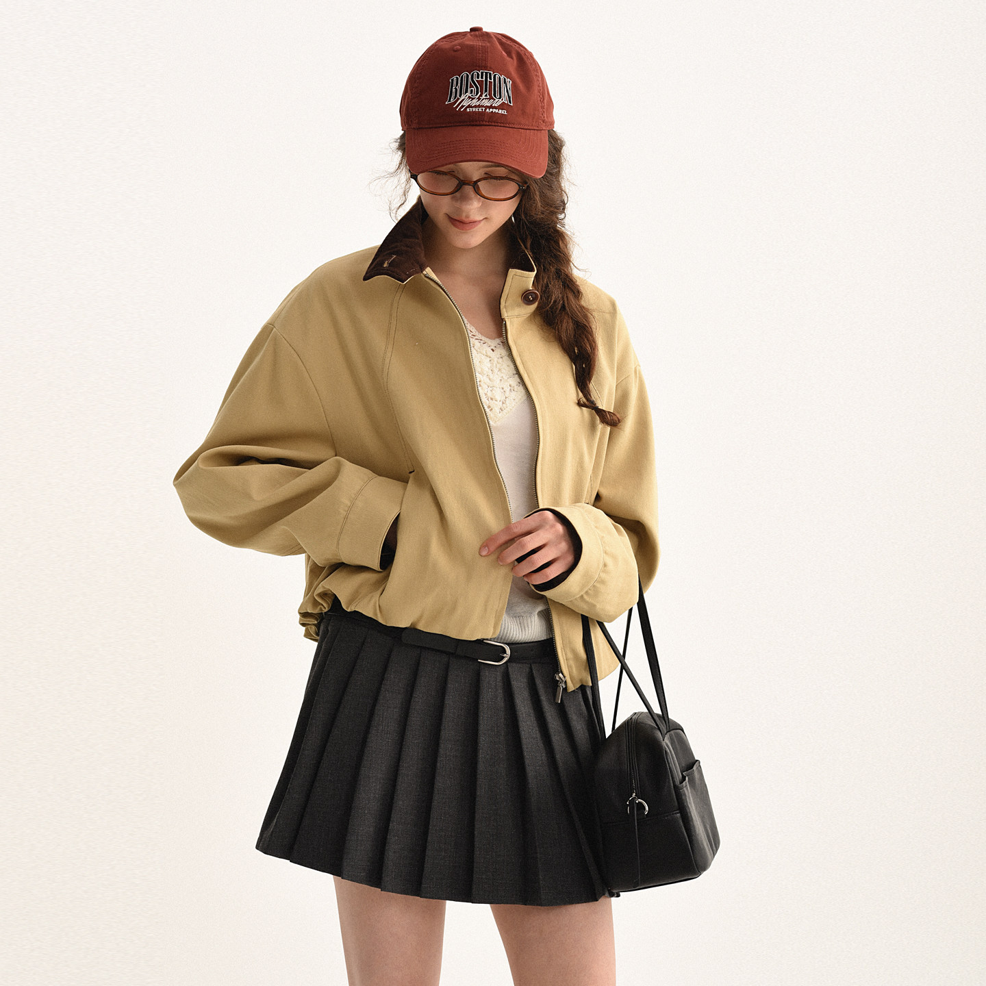 DIGBUTY巴恩少女'通勤风立领短外套女宽松廓形夹克卡其色百搭上衣,女装/女士精品,短外套,淘宝优惠券,粉丝福利购,淘宝优惠卷