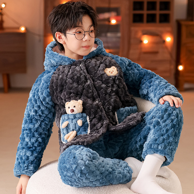 新品金龟绒冬季儿童睡衣加绒加厚