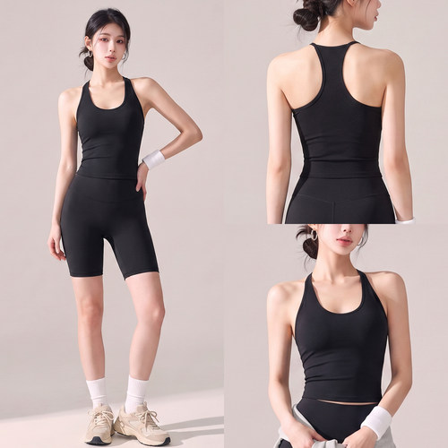 女款美背防震固定杯瑜伽背心