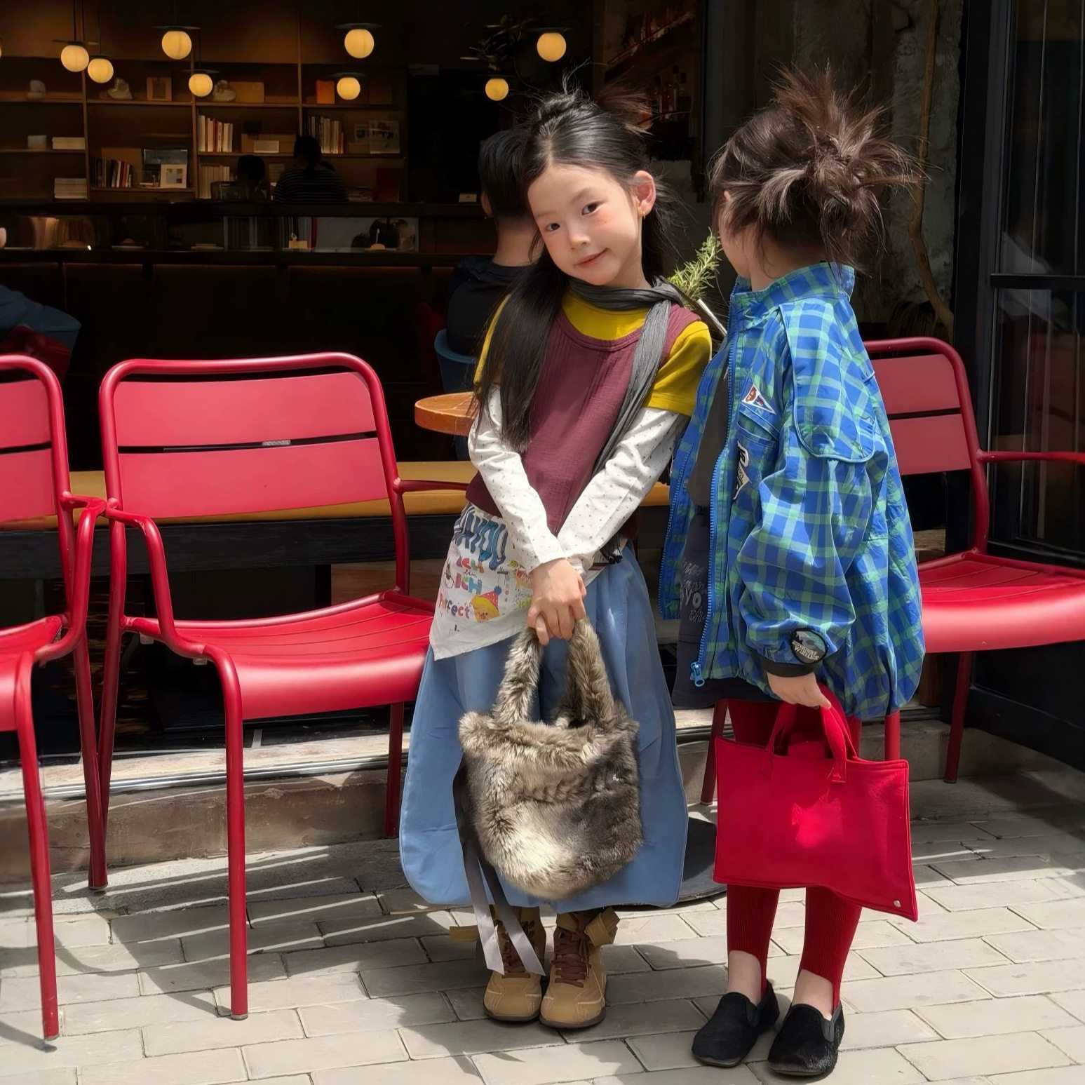 女童外套26秋季新款欧美风格子贴标休闲短款夹克中大童洋气上衣潮