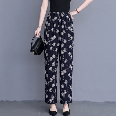 夏季新款棉绸裤子高腰大码休闲裤