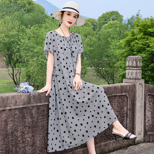 夏季中老年妈妈装棉绸睡裙女短袖
